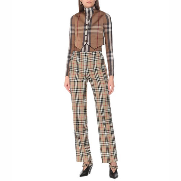 新作◆バーバリー パンツ コピー◆BURBERRY ヴィンテージチェックハイライズパンツ
