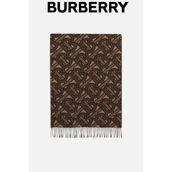 バーバリー マフラー 偽物 Burberry☆モノグラム カシミア ジャカードスカーフ マフラー Dark Mocha