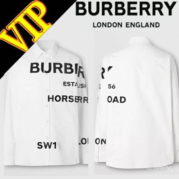 バーバリー 偽物 Burberry バーバリー シャツ コピー ホースフェリープリントコットンオーバーサイズシャツ 80237761