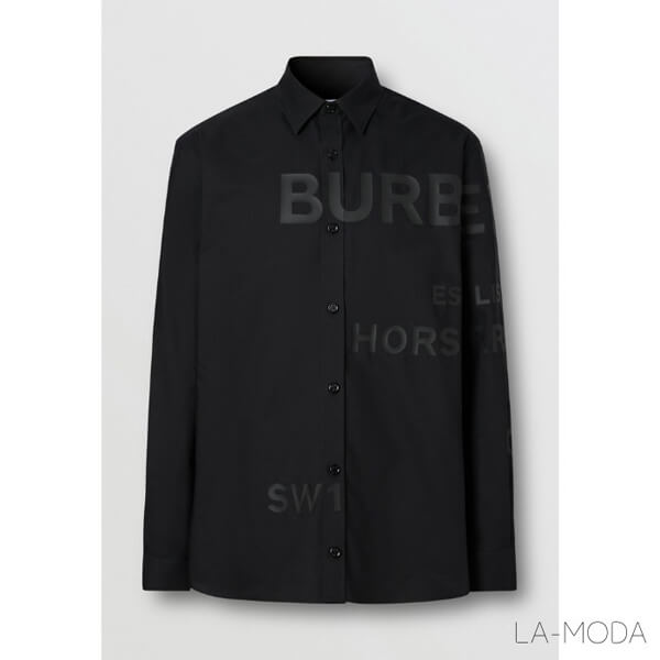 BURBERRY★バーバリー シャツ 偽物 ★コットンオーバーサイズシャツ★ブラック 