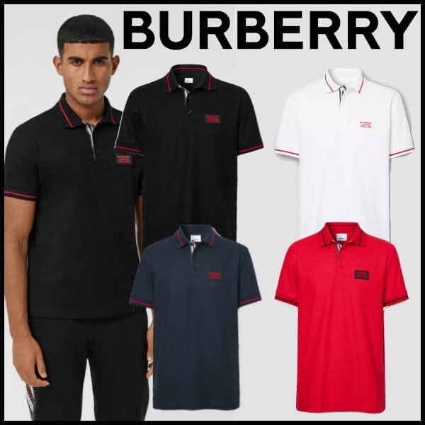 【BURBERRY】バーバリー ポロシャツ コピー ロゴアップリケコットンピケ 全4色