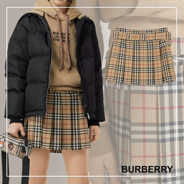 バーバリー スカート 偽物★Burberry★チェック ミニスカート