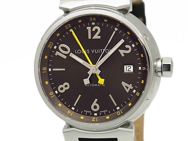 ルイヴィトン時計 タンブール GMT Q1131 メンズ オートマ ブラウン文字盤