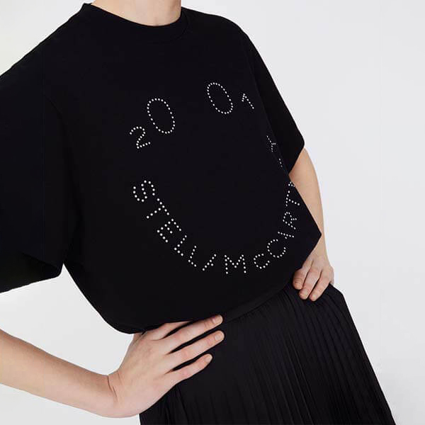 21SS ステラマッカートニー Tシャツ 偽物 women 2001 ロゴスマイルTシャツ/2色