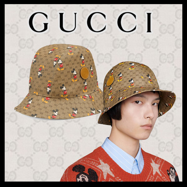 グッチ*ディズニー ミッキーxグッチ キャップ 偽物 リバーシブル バケットハット 602978 4HI86 8475