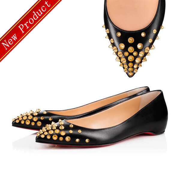 18SS クリスチャン ルブタンコピー CHRISTIAN LOUBOUTIN Spikyshell フラット/Black