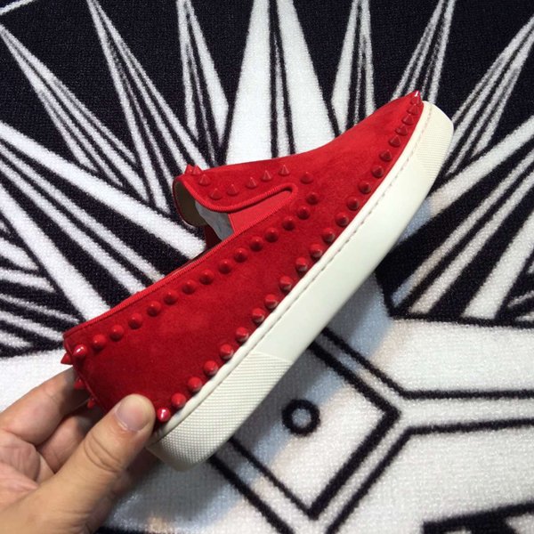 16SS Christian Louboutin クリスチャン ルブタンコピー スリッポン メンズ★Pik Boat 秋ネスエード