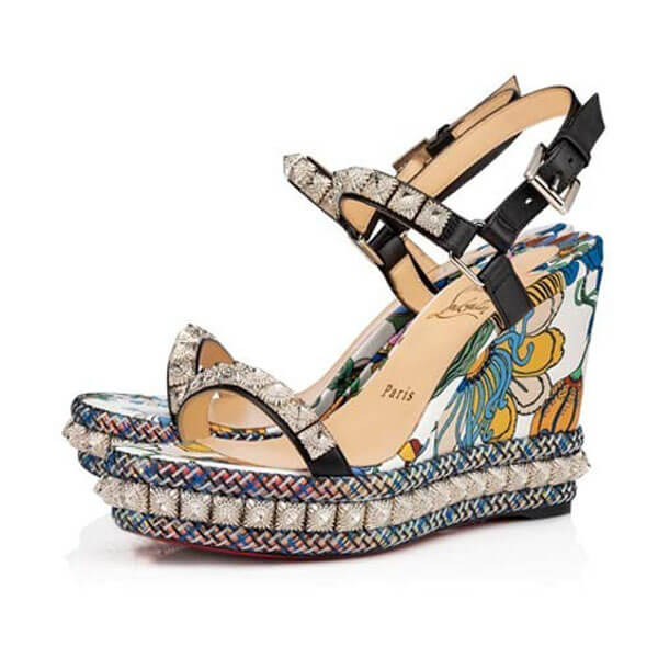 ルブタン サンダル コピー アメリカ限定☆クリスチャン ルブタン カラフル♪Christian Louboutin Pira Ryad ウエッジ 110mm