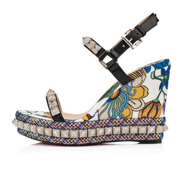 ルブタン サンダル コピー アメリカ限定☆クリスチャン ルブタン カラフル♪Christian Louboutin Pira Ryad ウエッジ 110mm
