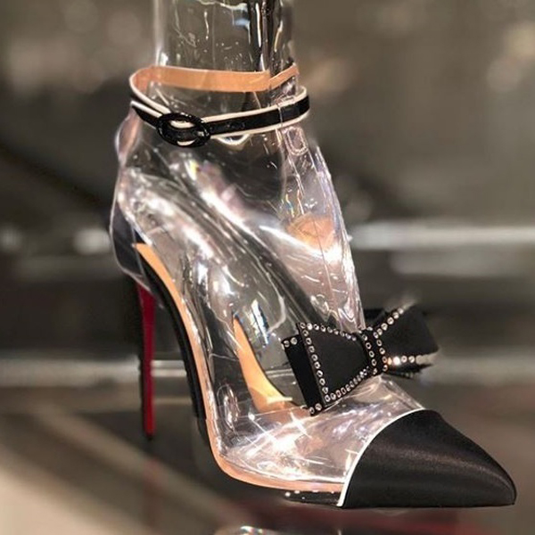 19SS未入荷☆ルブタンコピー Christian Louboutin☆ビジューリボン Naked Bow サンダル 黒