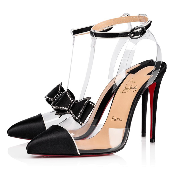 19SS未入荷☆ルブタンコピー Christian Louboutin☆ビジューリボン Naked Bow サンダル 黒