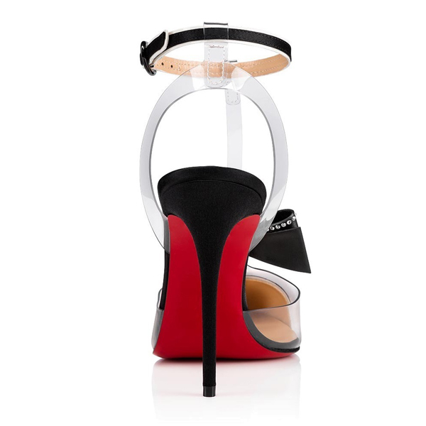 19SS未入荷☆ルブタンコピー Christian Louboutin☆ビジューリボン Naked Bow サンダル 黒