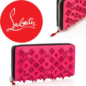 FW20☆クリスチャン ルブタン 財布 コピー CHRISTIAN LOUBOUTIN☆ Panettone Wallet CLロゴ スタッズ付 ピンク