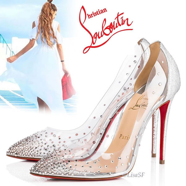 18SS未入荷☆クリスチャン ルブタンコピー CHRISTIAN LOUBOUTIN★PVC&ストラス Degrastrass パンプス