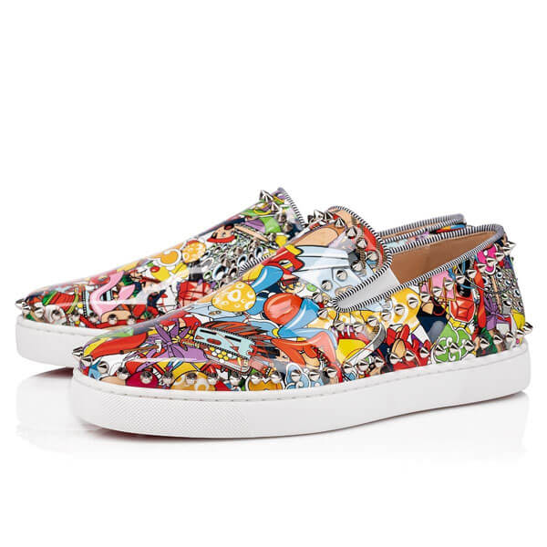 20SS新作★ルブタン スニーカー 偽物 Christian Louboutin Pik Boat Flat カラフル★スリッポン 3200293M251