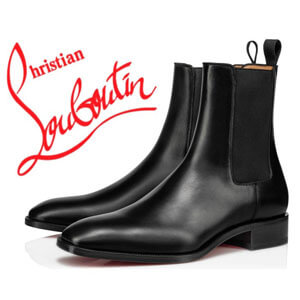 ◆クリスチャン ルブタン ブーツ 偽物◆Christian Louboutin Samson Flat◆メンズブーツ◆カーフスキン◆1180277BK01