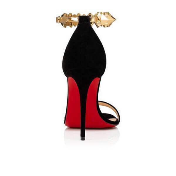 ルブタン サンダル コピー Christian Louboutin Planetava 100mm ブラック&ゴールド ディティールで差