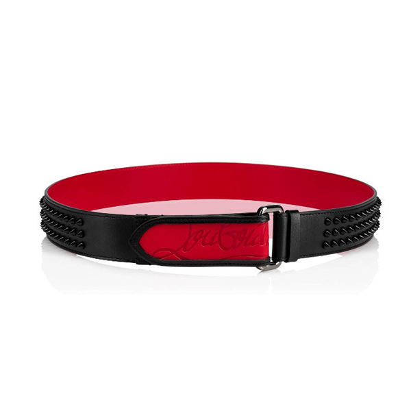 20W◆クリスチャン ルブタン ベルト 偽物◆メンズベルト◆【Christian louboutin Loubi Belt】◆ブラック 3195160CM53