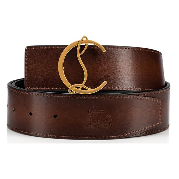 ◆クリスチャン ルブタン ベルト 偽物◆Christian louboutin Cl Logo Belt◆メンズベルト◆ロゴ入り◆本革 3195153Q133