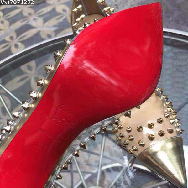 Christian Louboutin 爽やかクリアPVC【ルブタン】Spike Me Vernis/Pvc 100 mm