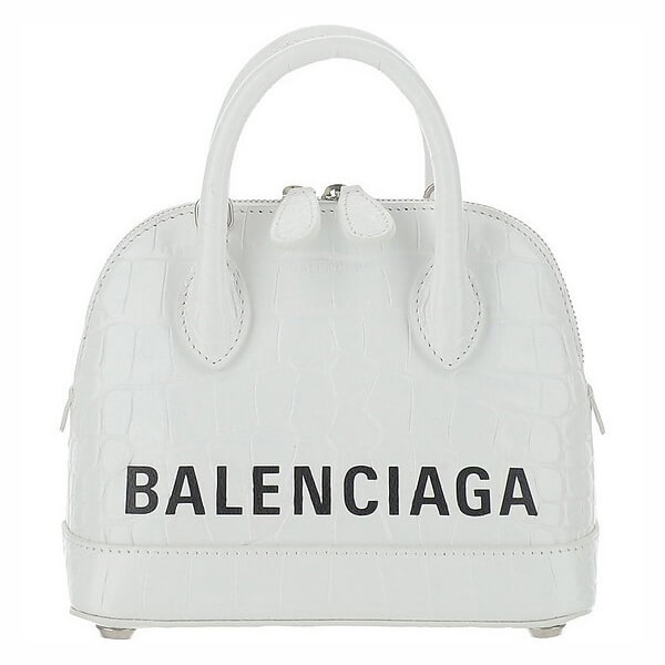 バレンシアガ バッグ コピー バレンシアガ★White Leather Ville Top XXS Bowler Bag