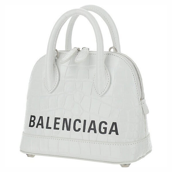 バレンシアガ バッグ コピー バレンシアガ★White Leather Ville Top XXS Bowler Bag