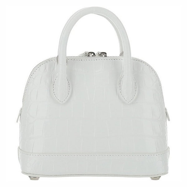バレンシアガ バッグ コピー バレンシアガ★White Leather Ville Top XXS Bowler Bag