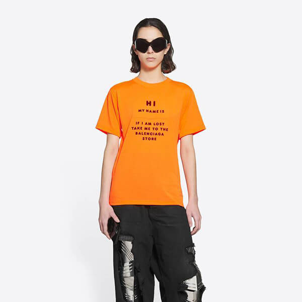 【バレンシアガ tシャツ コピー】スモールフィット Tシャツ オレンジ ロゴ 661705TKVH57513