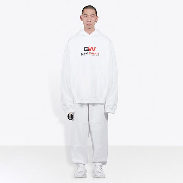 【バレンシアガ パーカー 偽物】GYM WEAR ロゴ★フーディ スウェット Black White