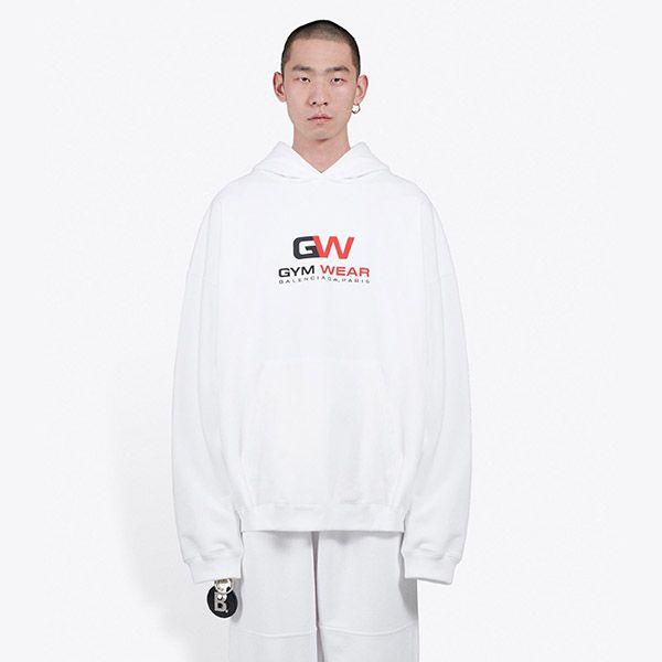 【バレンシアガ パーカー 偽物】GYM WEAR ロゴ★フーディ スウェット Black White