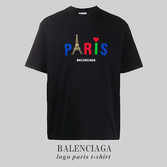 【バレンシアガ】バレンシアガ Tシャツ コピー logo paris t-shirt TTN-00162/594599/TGV43