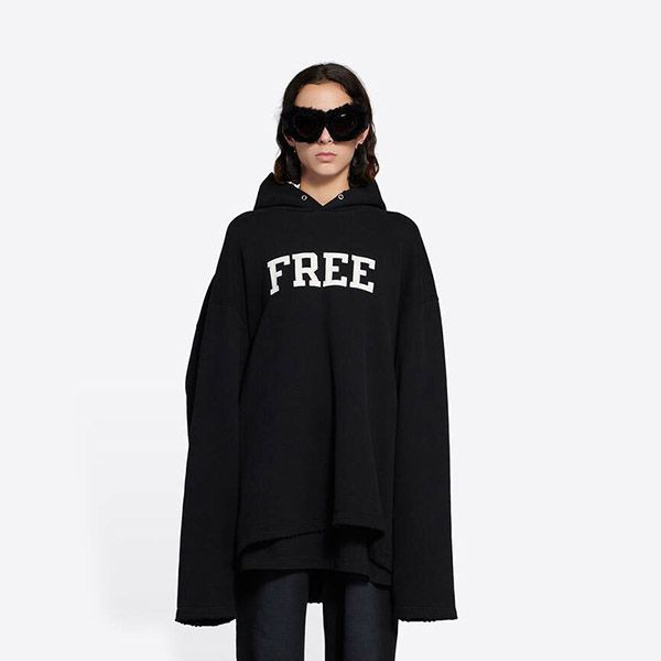 ◆バレンシアガ パーカー コピー◆FREEロゴ入り フリース 黒 661711TKVD41070 