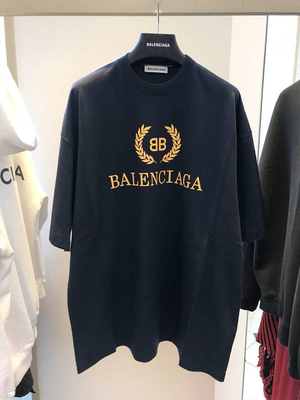 2020SS バレンシアガスーパーコピー オーバーサイズ プリントTシャツ ネイビー