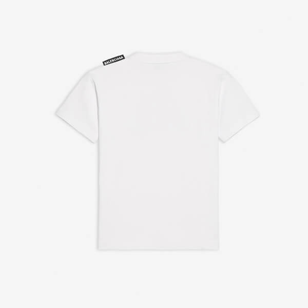 【バレンシアガ】バレンシアガ パリ Tシャツ コピー オフホワイト ロゴタブ付き コットン