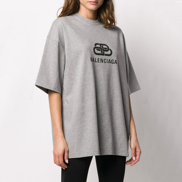 新作【バレンシアガ】BB バレンシアガ ロゴ Tシャツ コピー GREY 571205TGV751300