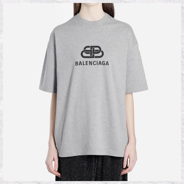 新作【バレンシアガ】BB バレンシアガ ロゴ Tシャツ コピー GREY 571205TGV751300
