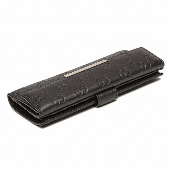 グッチ ぐっち 財布 さいふ グッチSSIMA 112715 A0V1G 1000 グッチシマレザー グッチSSIMA メタルバー METALBAR 長財布 ブラック