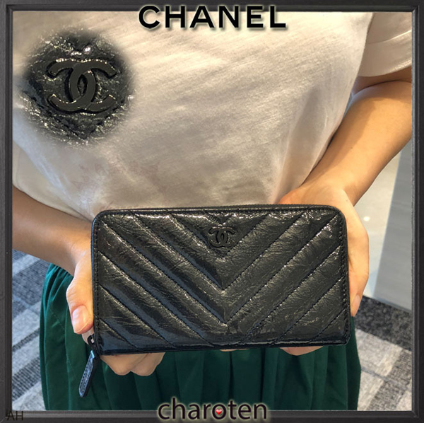 18/19AW シャネルスーパーコピー スマホ入る ミニzip W ブラックメタル金具
