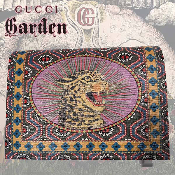 グッチ 偽物 財布【グッチ Garden】レオパード★豹★ミニウォレット