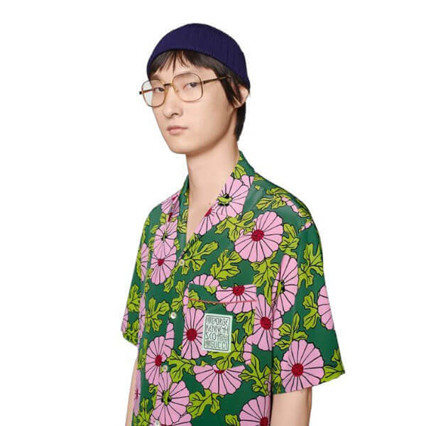 グッチ x ケンスコット コピー 大輪の花々が咲く エピローグ Ken Scott x グッチ シルク ボウリングシャツ 649832 ZAGAK 5337