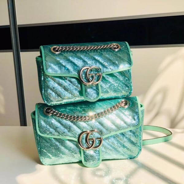 【5color】グッチ 偽物 GGマーモント スパンコール付き グッチ☆GG Marmont ミニショルダーバッグ 4色
