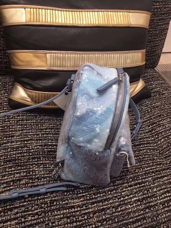 18SS☆シャネルコピー☆スパンコール シルバー金具 バックパック/ブルー A57418 Y83561
