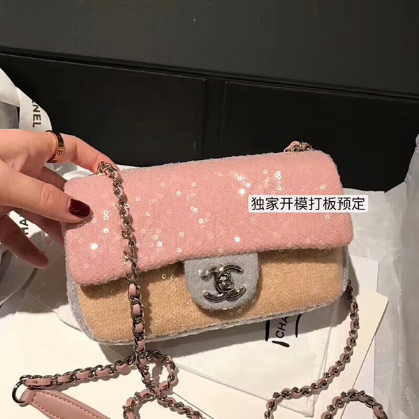 【2018新作】シャネルスーパーコピー ハンド バッグ スパンコール ピンク