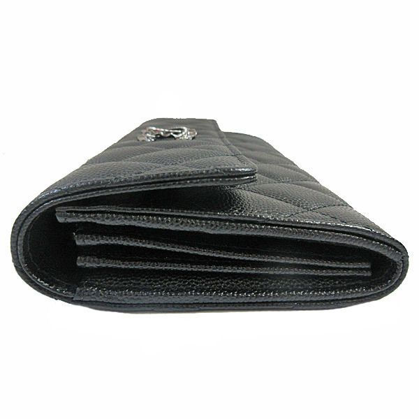 シャネル 財布 偽物 ロング フラップ 黒 シルバー金具 AP2248 B06088 94305