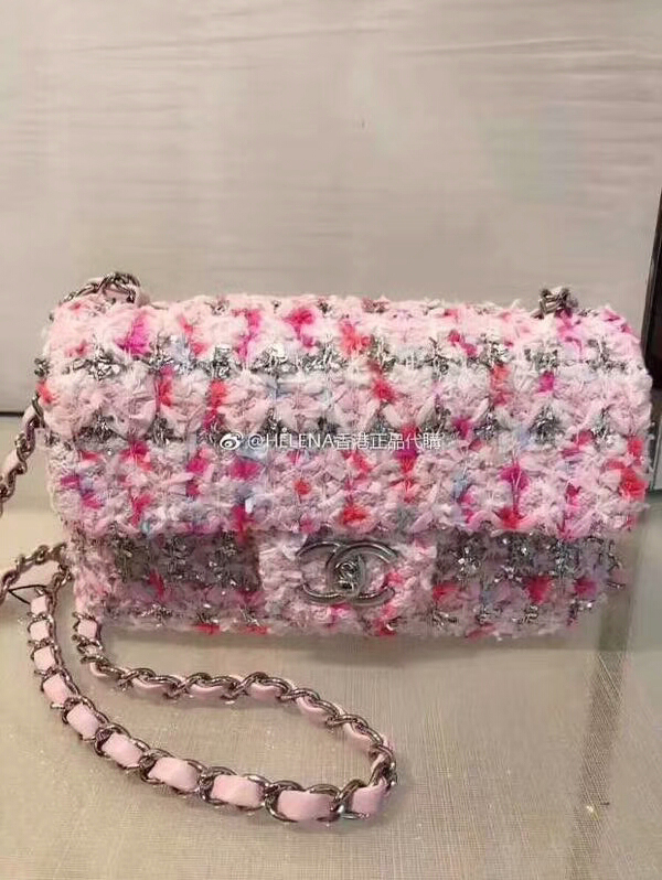 18SS☆シャネルコピー☆CUTEピンク ニット シルバー金具 フラップバッグ A57651 Y83480