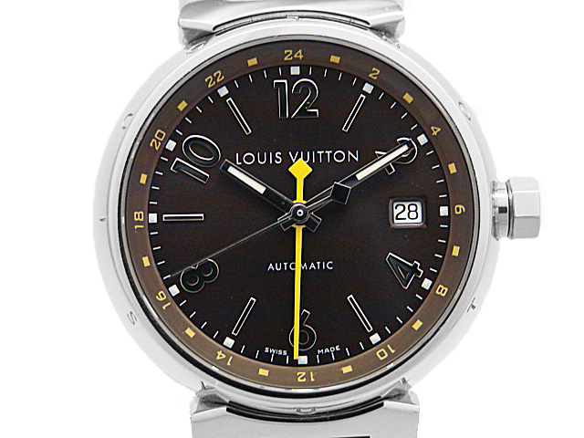 ルイヴィトン時計 タンブール GMT Q1131 メンズ オートマ ブラウン文字盤