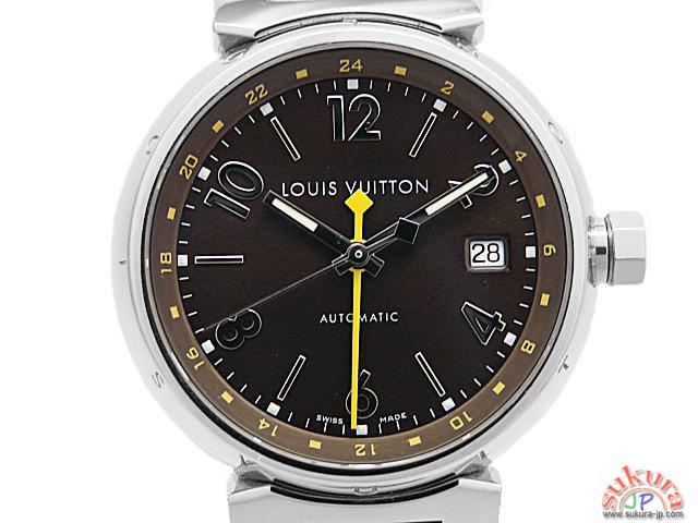 ルイヴィトン時計 タンブール GMT Q1131 メンズ オートマ ブラウン文字盤