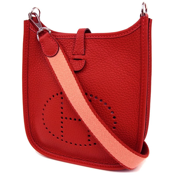 エルメス ショルダーバッグ エブリンTPM アマゾン ルージュカザック×クレヴェット×シルバー金具 トリヨンクレマンス Q刻印 エルメス Evelyne バッグQK07-O