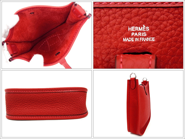 エルメス ショルダーバッグ エブリンTPM アマゾン ルージュカザック×クレヴェット×シルバー金具 トリヨンクレマンス Q刻印 エルメス Evelyne バッグQK07-O