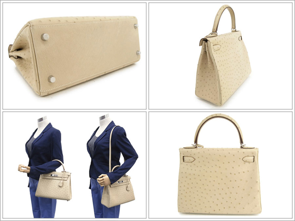 エルメス ハンドバッグ ケリー 28 cm 内縫い パーシュマン×シルバー金具 オーストリッチ M刻印 エルメス Kelly バッグ QL28-G